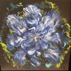 The Blue Flower- Acrylic Pour Painting 10"x10"